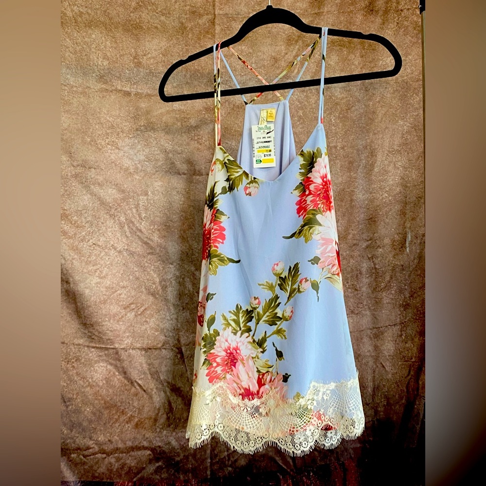 Chenault Light Blue Floral Tank